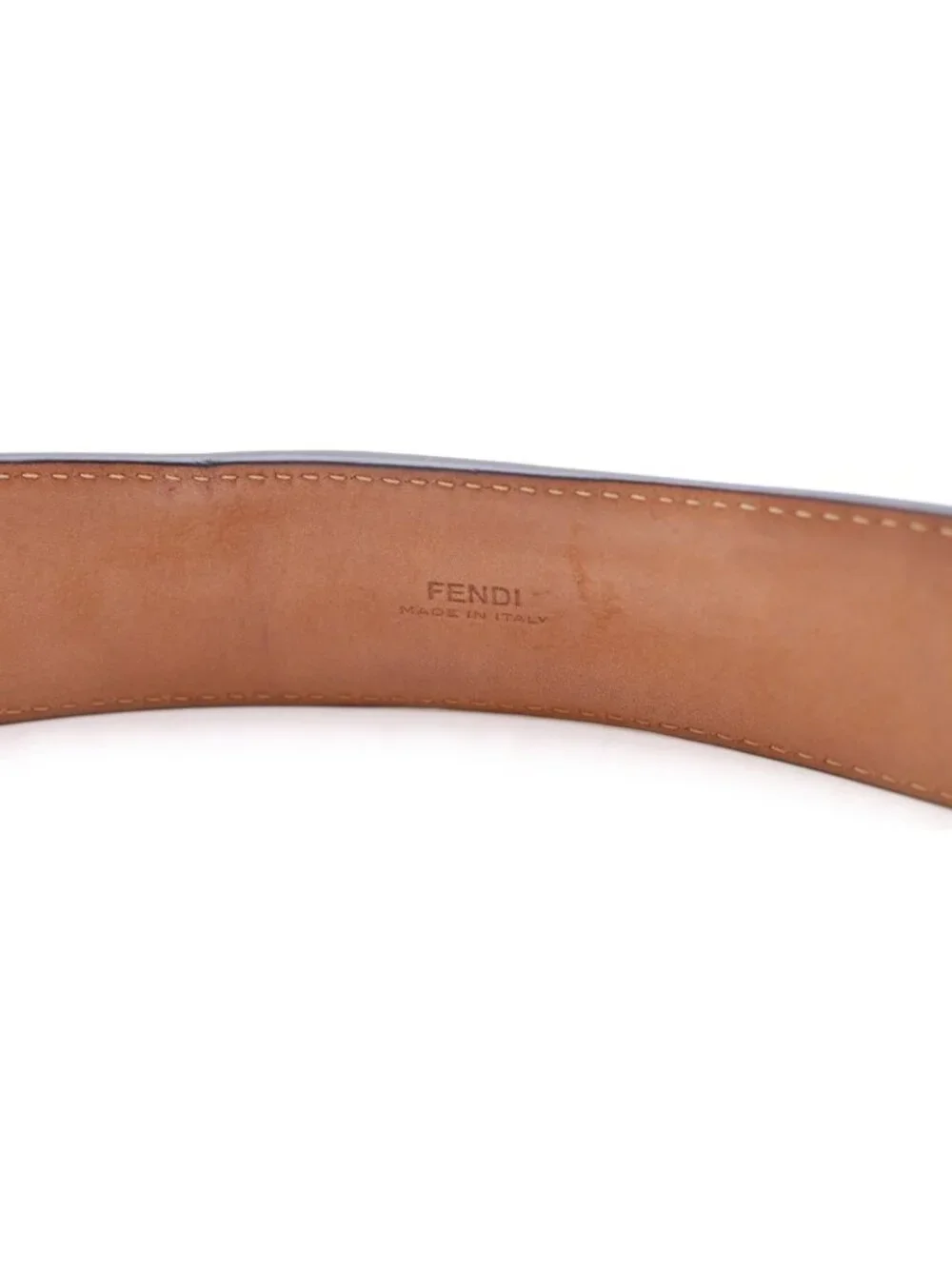 Fendi FF Square Belt Leather Black Silver